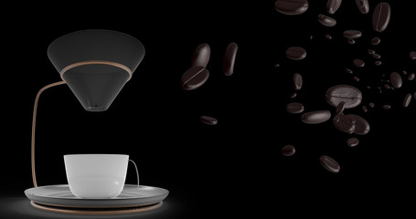 Coffee cup and coffee beans with nice background color