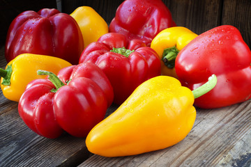 Red and yellow paprika peppers