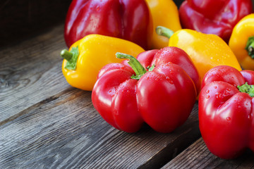 Red and yellow paprika peppers