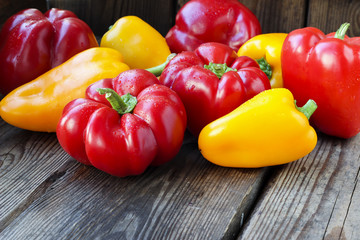 Red and yellow paprika peppers