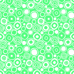 Seamless vector geometrical pattern. Endless green background with hand drawn circles. Graphic illustration. Template for cover, fabric, wrapping.
