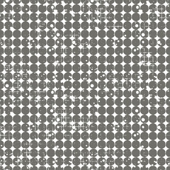Seamless vector dotted pattern. Creative geometric grey background with circles. Grunge texture with attrition, cracks and ambrosia. Old style vintage design. Graphic illustration.