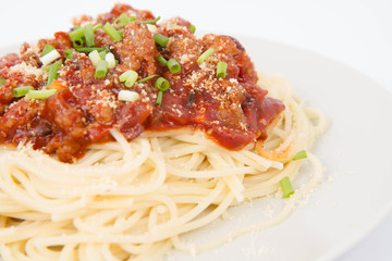 Spaghetti bolognese on a plate
