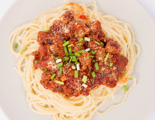 Spaghetti bolognese on a plate