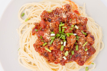 Spaghetti bolognese on a plate