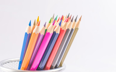 Fototapeta premium Colour pencils isolated on white background close up