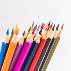 Fototapeta premium Colour pencils isolated on white background close up