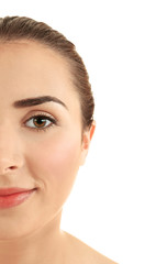 Obraz premium Portrait of beautiful woman on white background