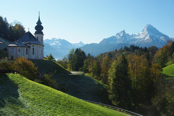 Maria Gern, the Steinernes Meer and the Watzmann, near Berchtesgaden