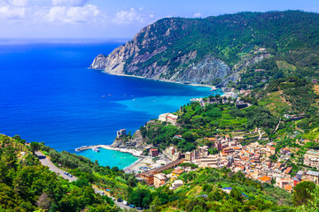 Fototapeta na wymiar Italian holidays - picturesque scenery of Monterosso al mare - Cinque terre