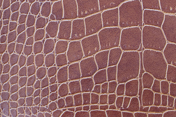 Brown crocodile patterned artificial leather.