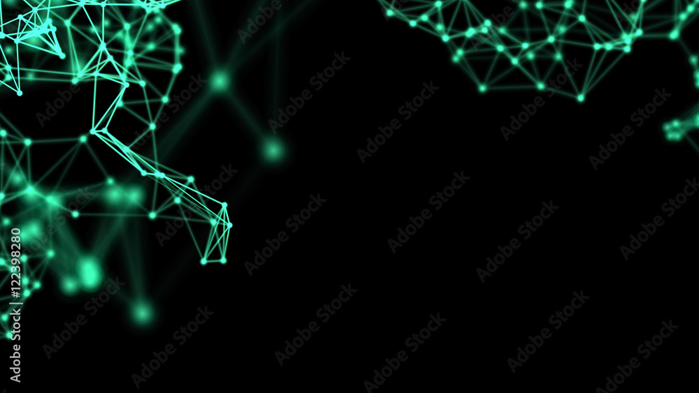 Poster plexus fantasy abstract technology and engineering background. 3d rendering