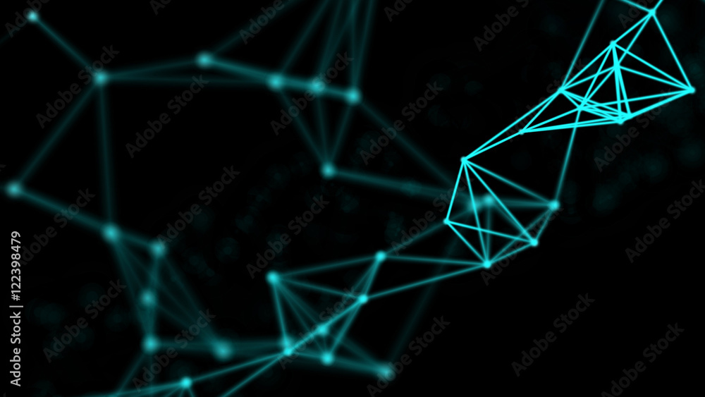 Poster Plexus fantasy abstract technology and engineering background. 3d rendering
