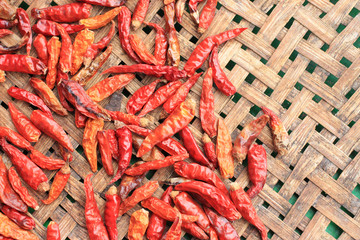 Red peppers dried by solar energy.