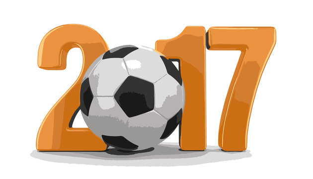 Soccer football with 2017. Image with clipping path