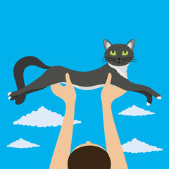 Cute cat in the hands 