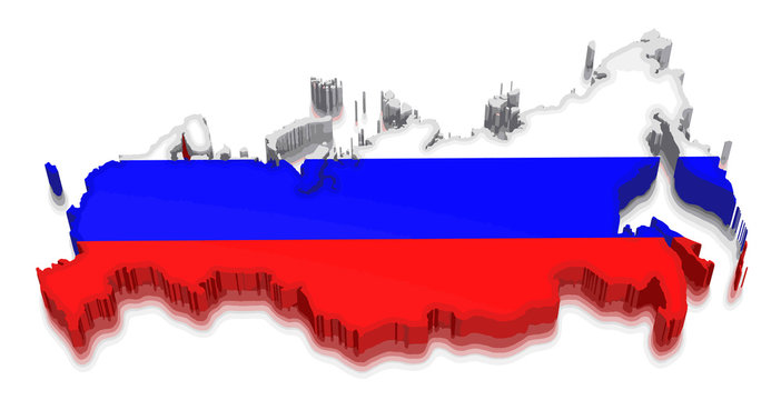 Map of Russia. 3d render Image. Image with clipping path