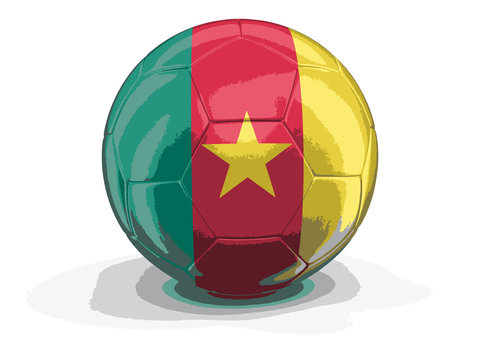 Soccer football with Cameroon flag. Image with clipping path