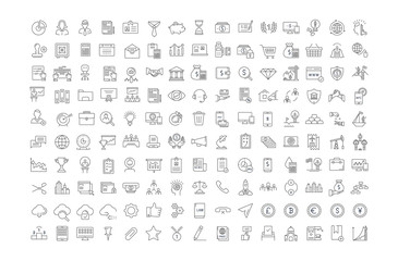 Set Vector Flat Line Icons Business and Finance