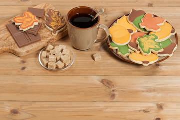 Autumn Style. Homebaked Decorated Sugar Cookies With Royal Icing