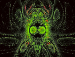 Abstract Magic energy multicolored fractal. 3D rendering.