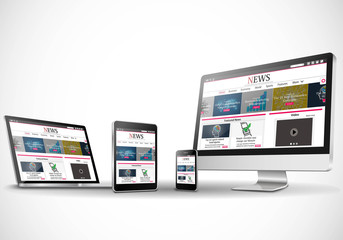 Multiple devices with business news internet web site Vector