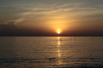 Naklejka premium Beautiful landscape of summer sunset or sunrise