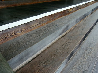 Obraz premium 寺本堂の木の階段