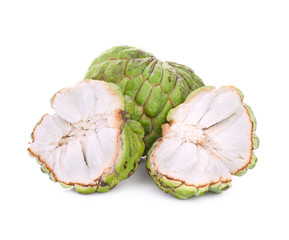 fresh green custard apple isolated on white