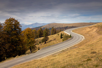 Mountain road in autumn