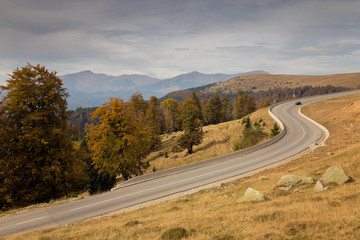 Mountain road in autumn