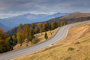 Mountain road in autumn