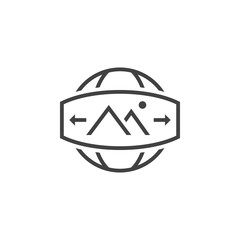 360 Degree Panorama Image sign. line icon, outline vector logo illustration, linear pictogram isolated on white