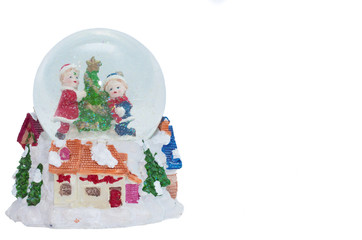 Snow ball glass toy - snowman - white background