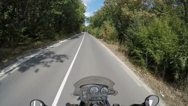 Motorcycle Road Adventure Going Forward Sunny Day