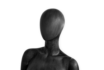 Black mannequin buste white background