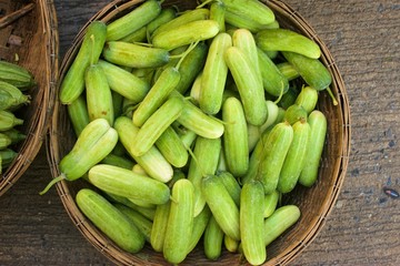 Cucumbers on Threshing basket.