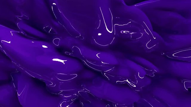 Looping abstract reflective plastic paint fluid background.