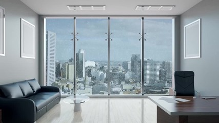 Meeting room. Winter morning. 3D rendering - Powered by Adobe