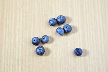 blueberries on wooden table