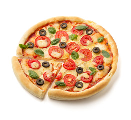 margarita pizza isolated on white