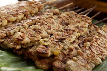 Thai Style Crushed Banana on banana leaf / Thai dessert