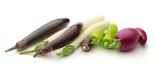 Paprika pepper and fresh eggplants