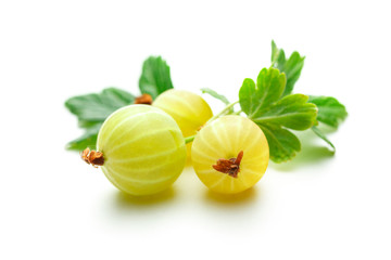 Fresh gooseberry with leaves