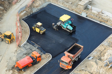 Workers constructing road