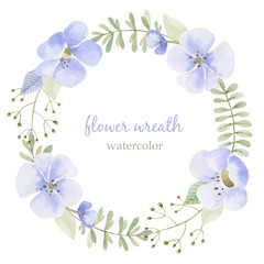 Watercolor wreath with flowers