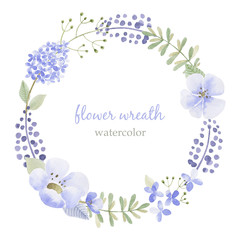 Watercolor wreath with flowers - 122408626
