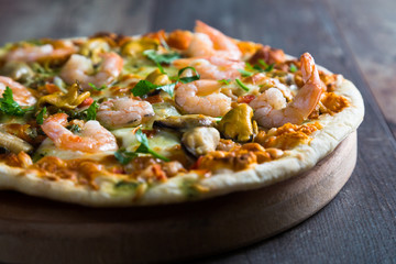 Pizza with seafood