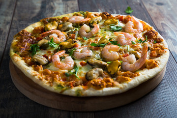 Pizza with seafood