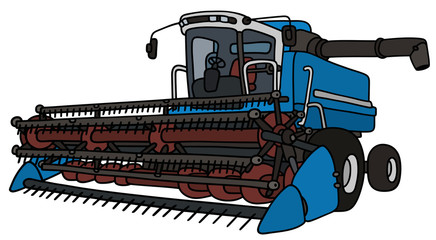Hand drawing of a blue harvester © vostal